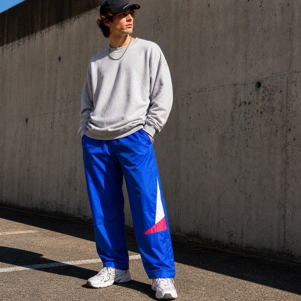 Vintage Mens Frank Shorter Sport Track Pants Sz L Blue Y2K Running Streetwear
